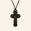 Collier Crucifix Orthodoxe Noir - Pendentif en bois