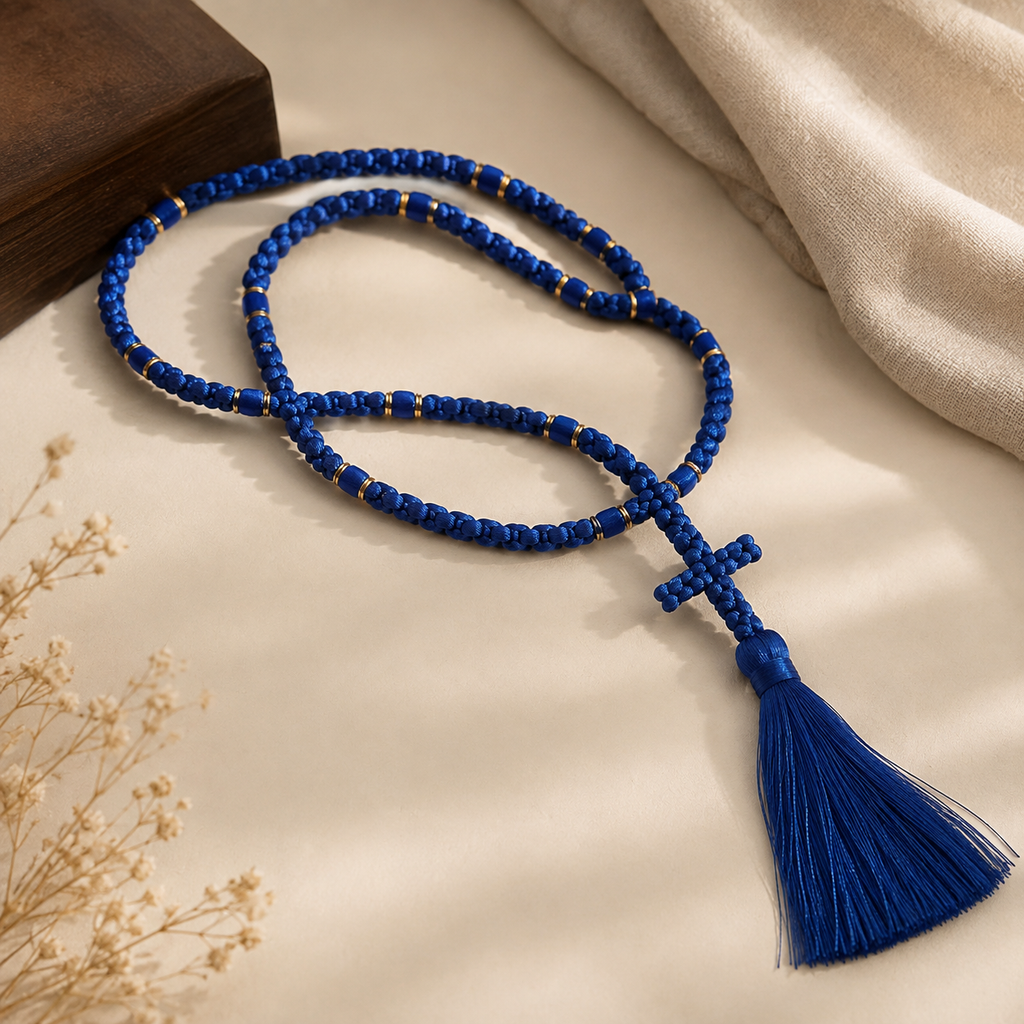 Chapelet Orthodoxe Bleu à 100 noeuds - Chotki