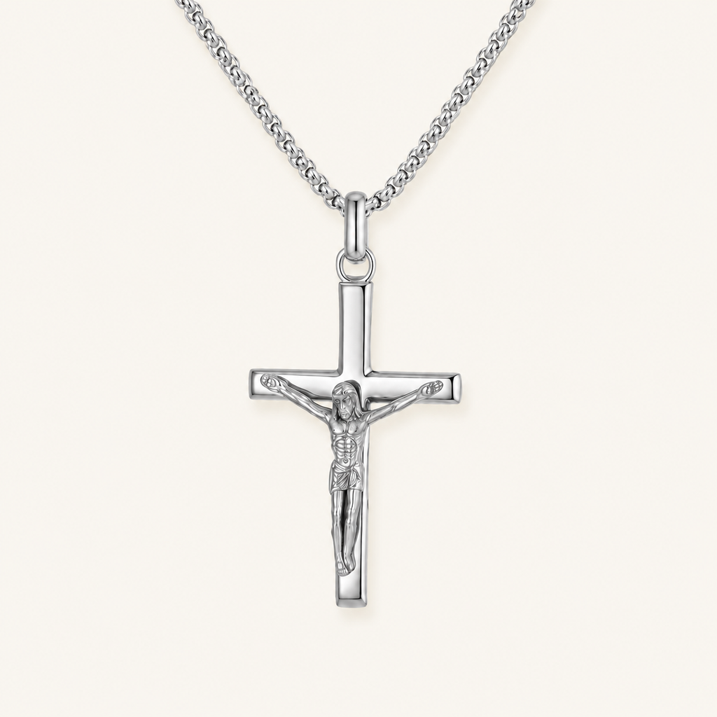 Collier Croix Catholique Argent avec Crucifix