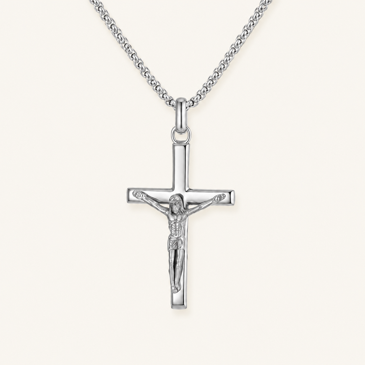 Collier Croix Catholique Argent avec Crucifix