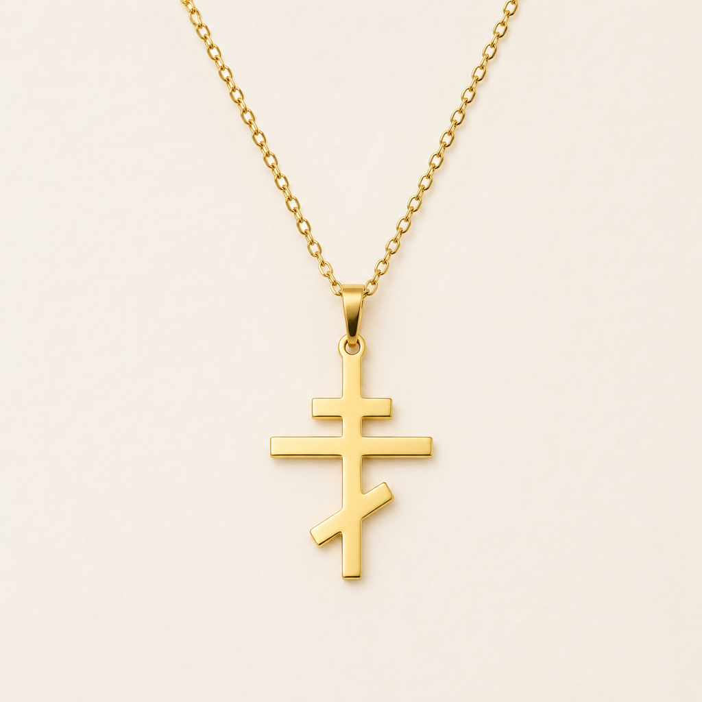 Collier Croix Orthodoxe Russe dorée