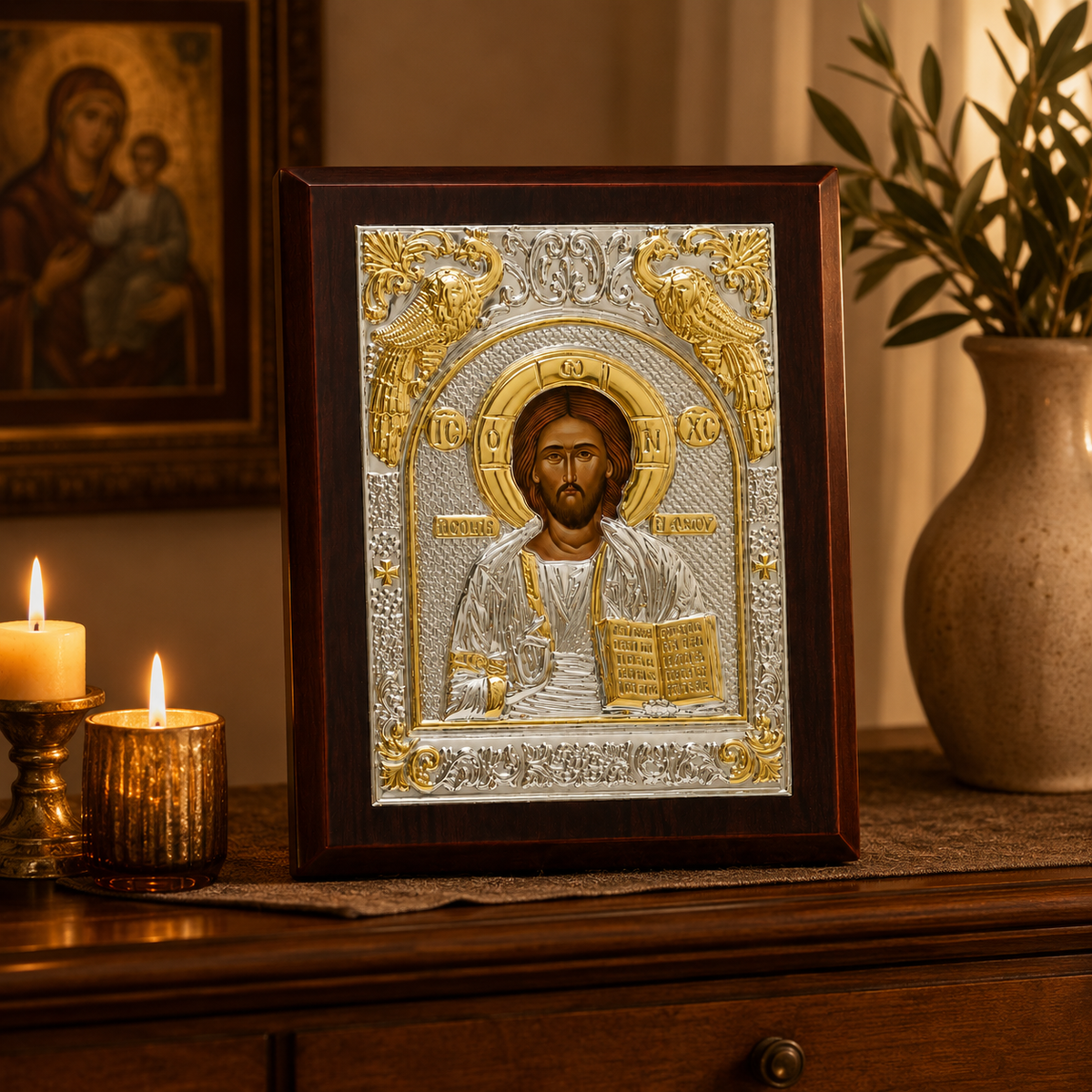 Icône Orthodoxe du Christ Pantocrator – Cadre religieux