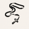 Chapelet Saint Benoît noir en bois avec crucifix - Croix chrétienne