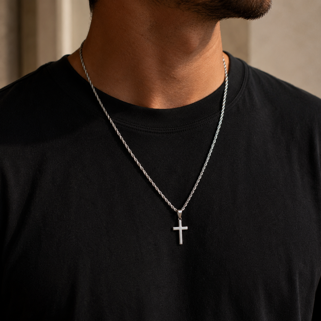 Collier Croix Chrétienne Argent - Pendentif Croix Lisse