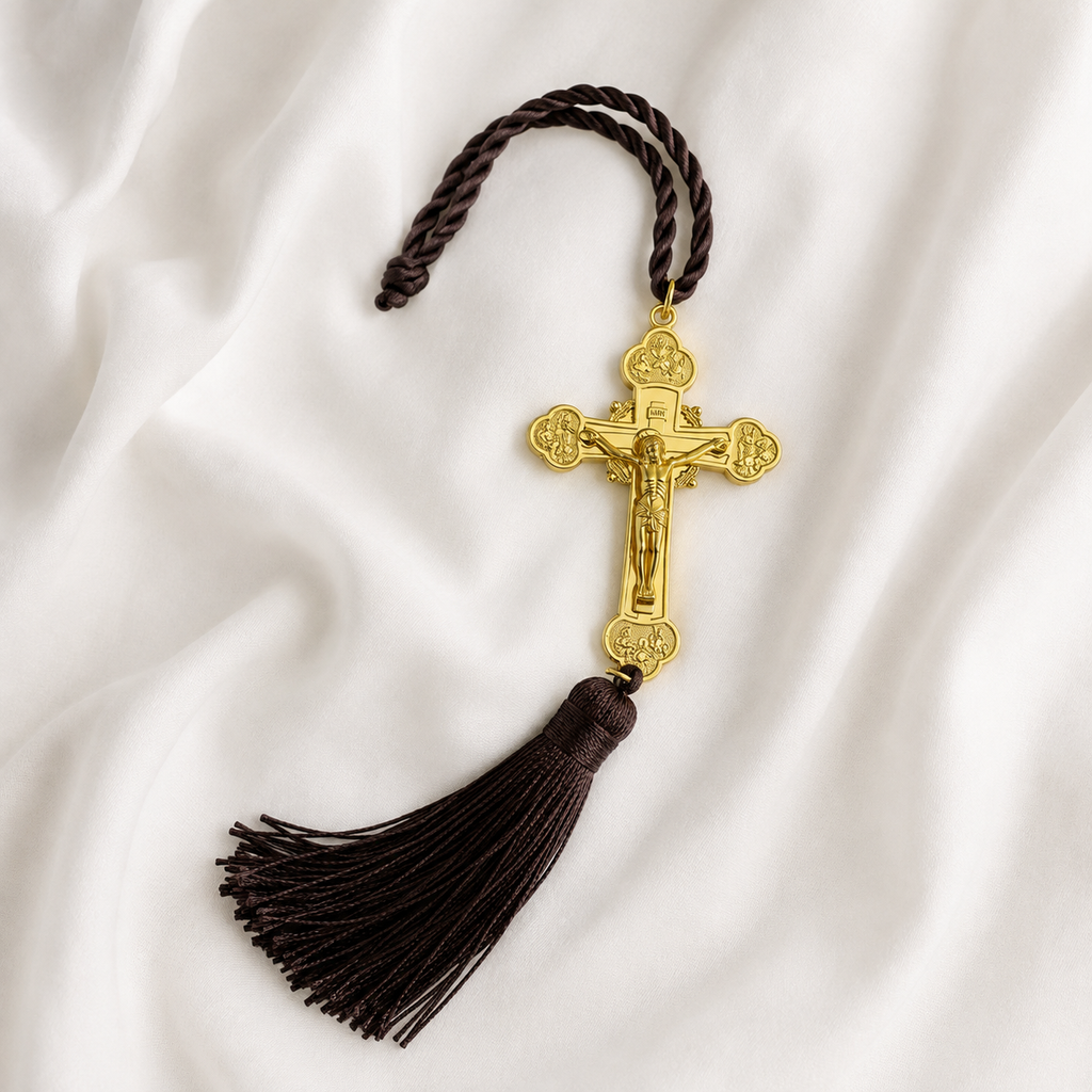 Crucifix chrétien doré de protection - Croix chrétienne