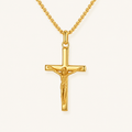 Collier Croix Catholique doré avec Crucifix