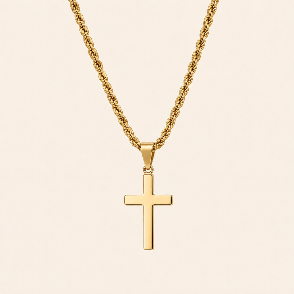 Collier Croix Chrétienne Dorée - Pendentif Croix Lisse