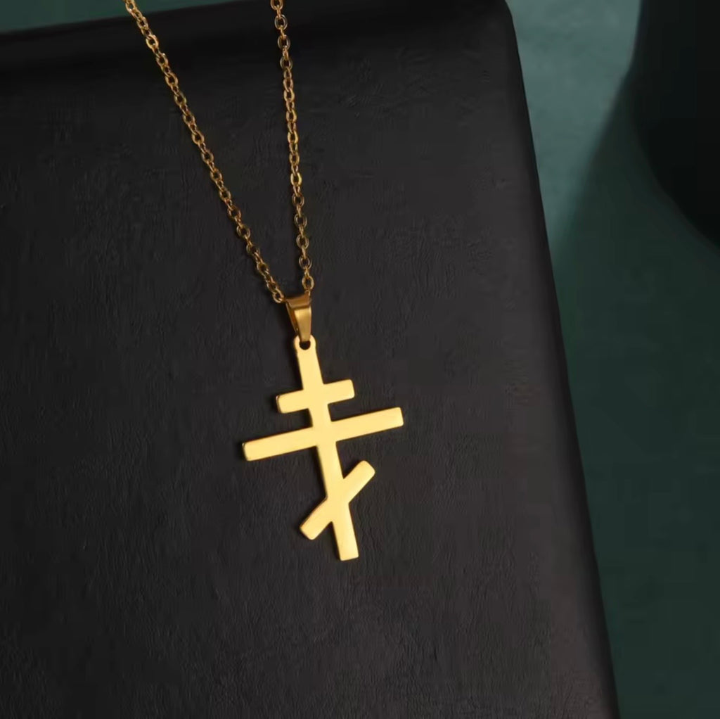 Collier Croix Orthodoxe Russe dorée